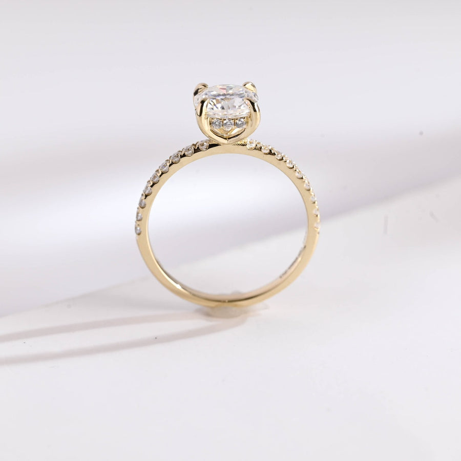 2.0 CT Cushion cut Pave & Hidden Halo Moissanite Engagement Ring