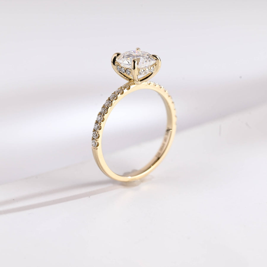 2.0 CT Cushion cut Pave & Hidden Halo Moissanite Engagement Ring