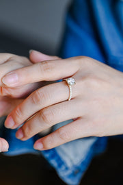 2.0 CT Cushion cut Pave & Hidden Halo Moissanite Engagement Ring