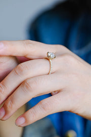 2.0 CT Cushion cut Pave & Hidden Halo Moissanite Engagement Ring