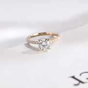 2.0 CT Cushion cut Pave & Hidden Halo Moissanite Engagement Ring