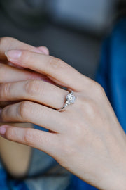 1.0 CT Oval cut Cluster Halo Moissanite Engagement Ring