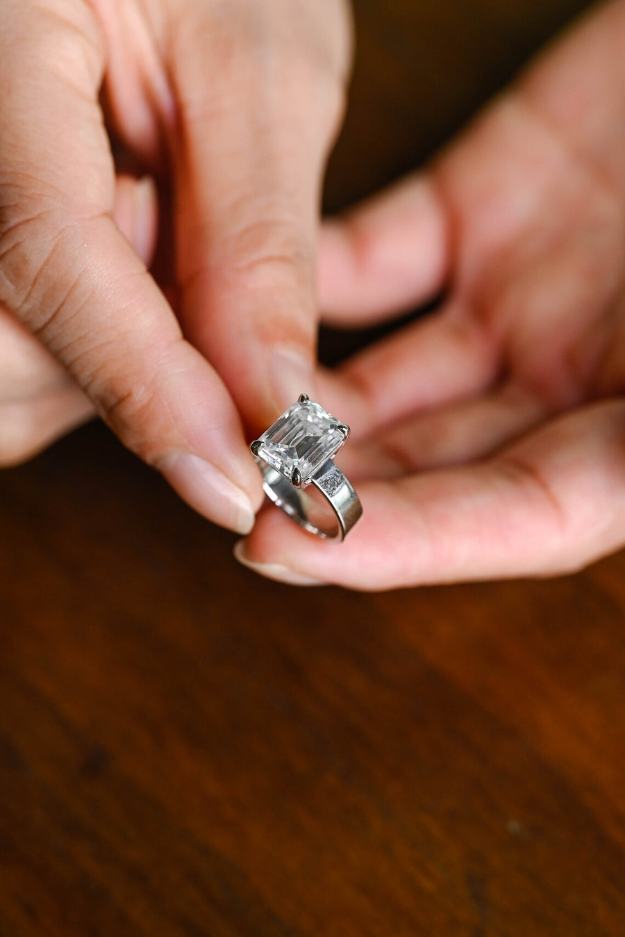 3.0 CT Emerald Cut solitaire Moissanite Engagement Ring