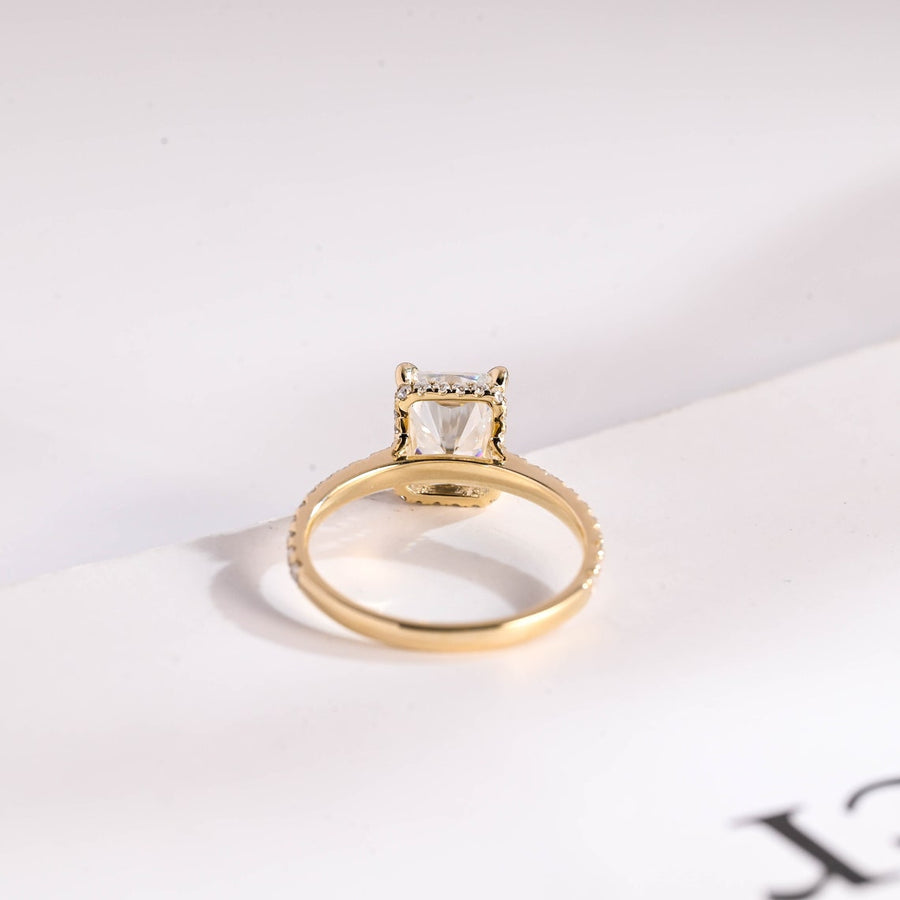 3.0 CT Radiant Cut hidden halo & pave Moissanite Engagement Ring