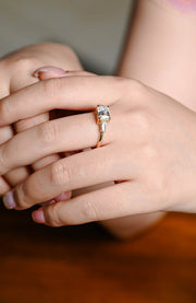 3.0 CT Emerald Cut three stone style Moissanite Engagement Ring