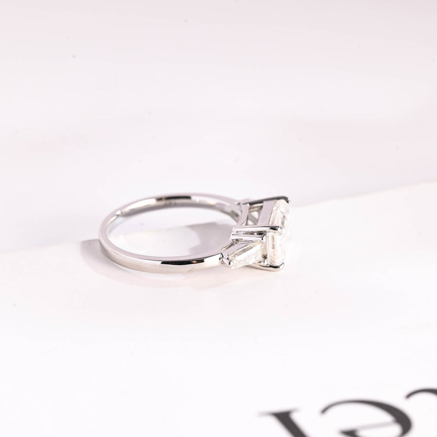 3.0 CT Emerald Cut three stone style Moissanite Engagement Ring