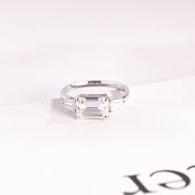 3.0 CT Emerald Cut three stone style Moissanite Engagement Ring