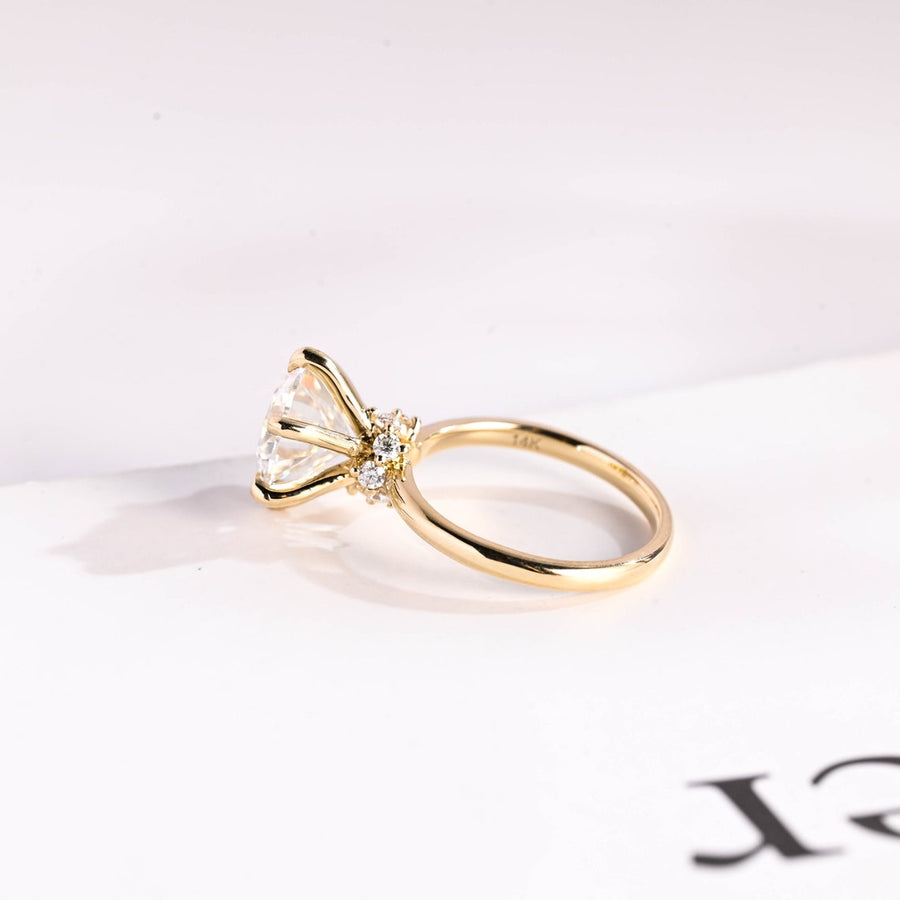 2.0 CT Round Cut hidden halo style Moissanite Engagement Ring