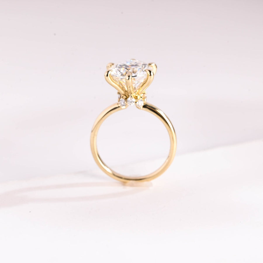 2.0 CT Round Cut hidden halo style Moissanite Engagement Ring