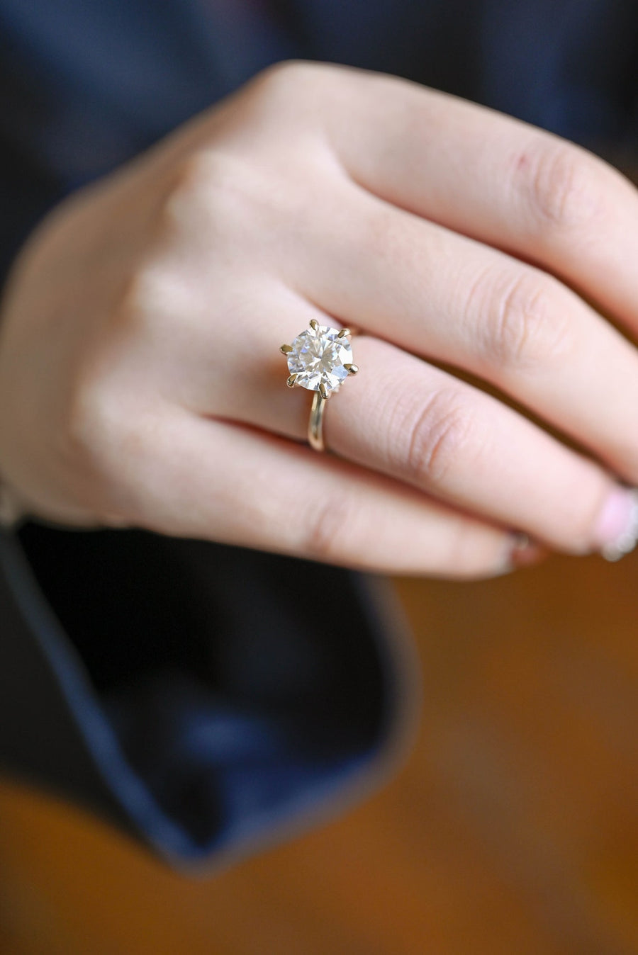 2.0 CT Round Cut hidden halo style Moissanite Engagement Ring