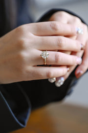 2.0 CT Round Cut hidden halo style Moissanite Engagement Ring