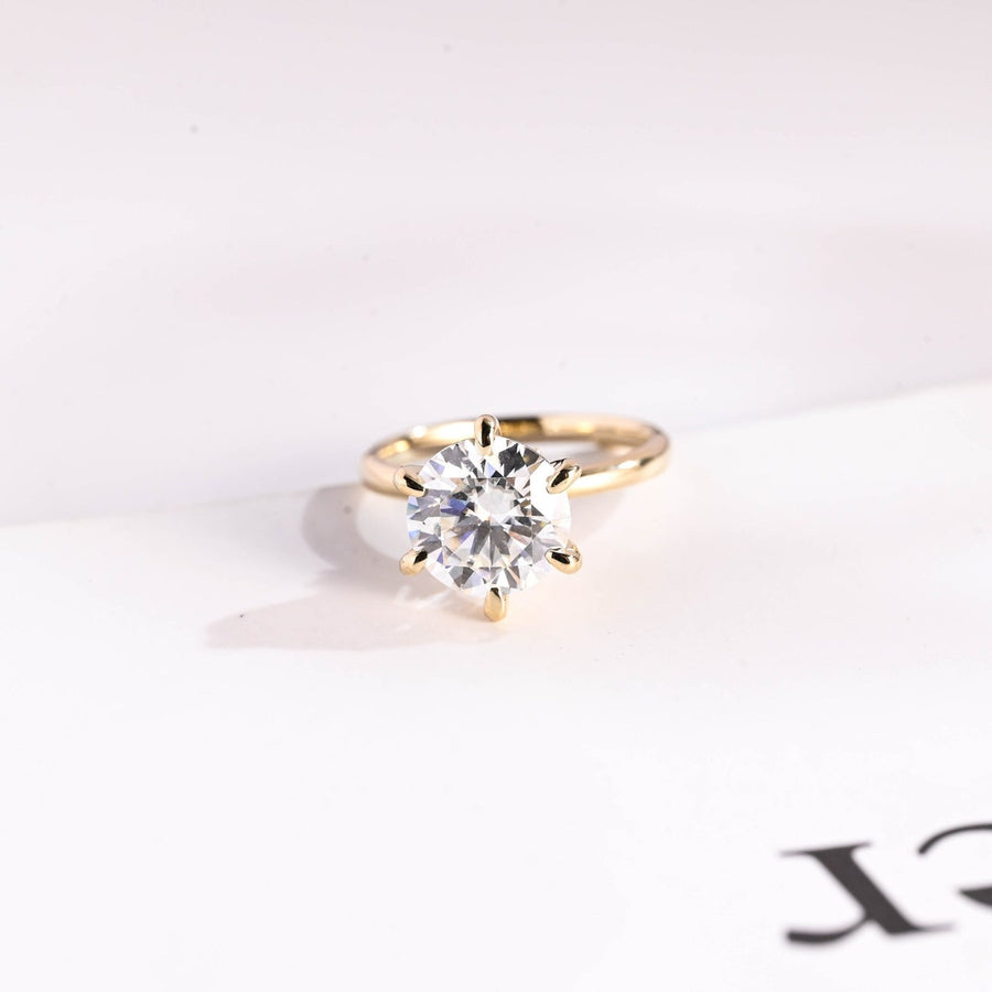 2.0 CT Round Cut hidden halo style Moissanite Engagement Ring