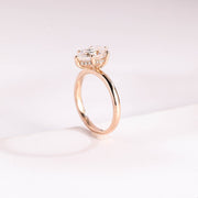2.0 CT Pear Cut hidden halo style Moissanite Engagement Ring