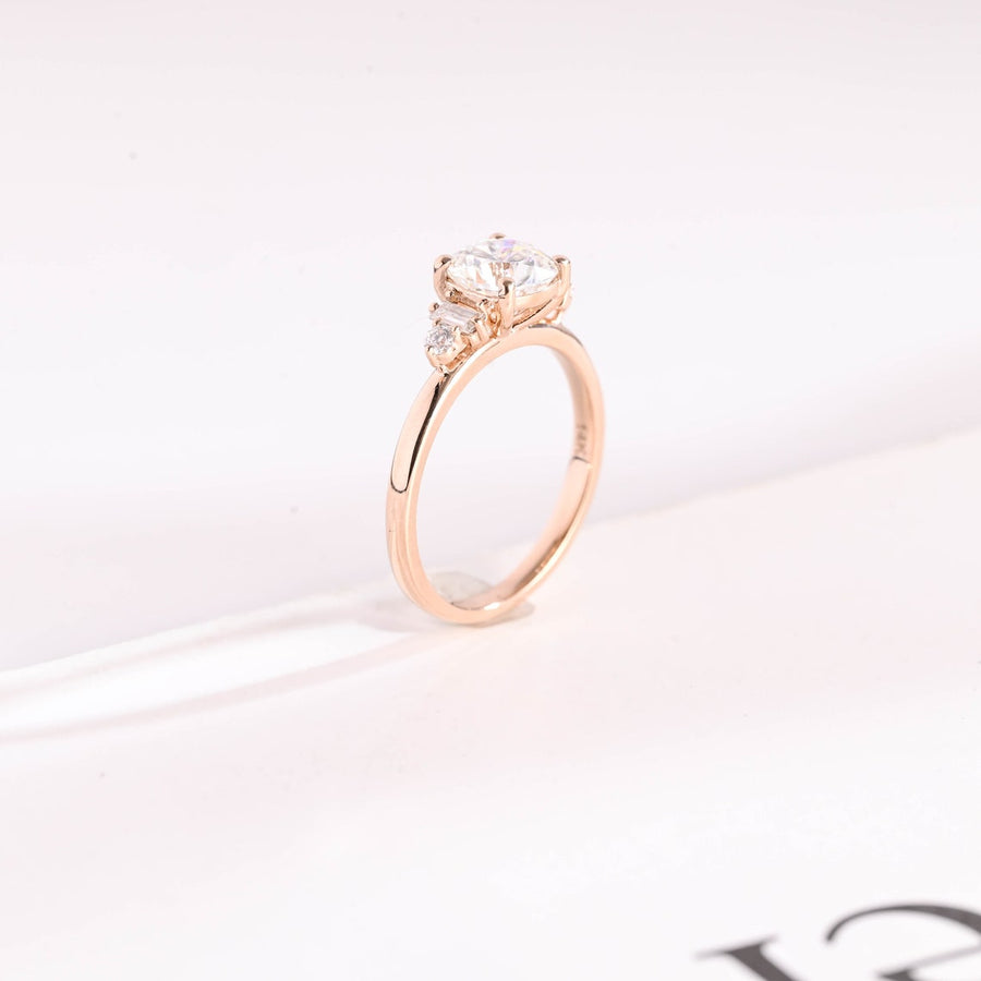 1.0 CT Cushion Cut Five Stone style Moissanite Engagement Ring