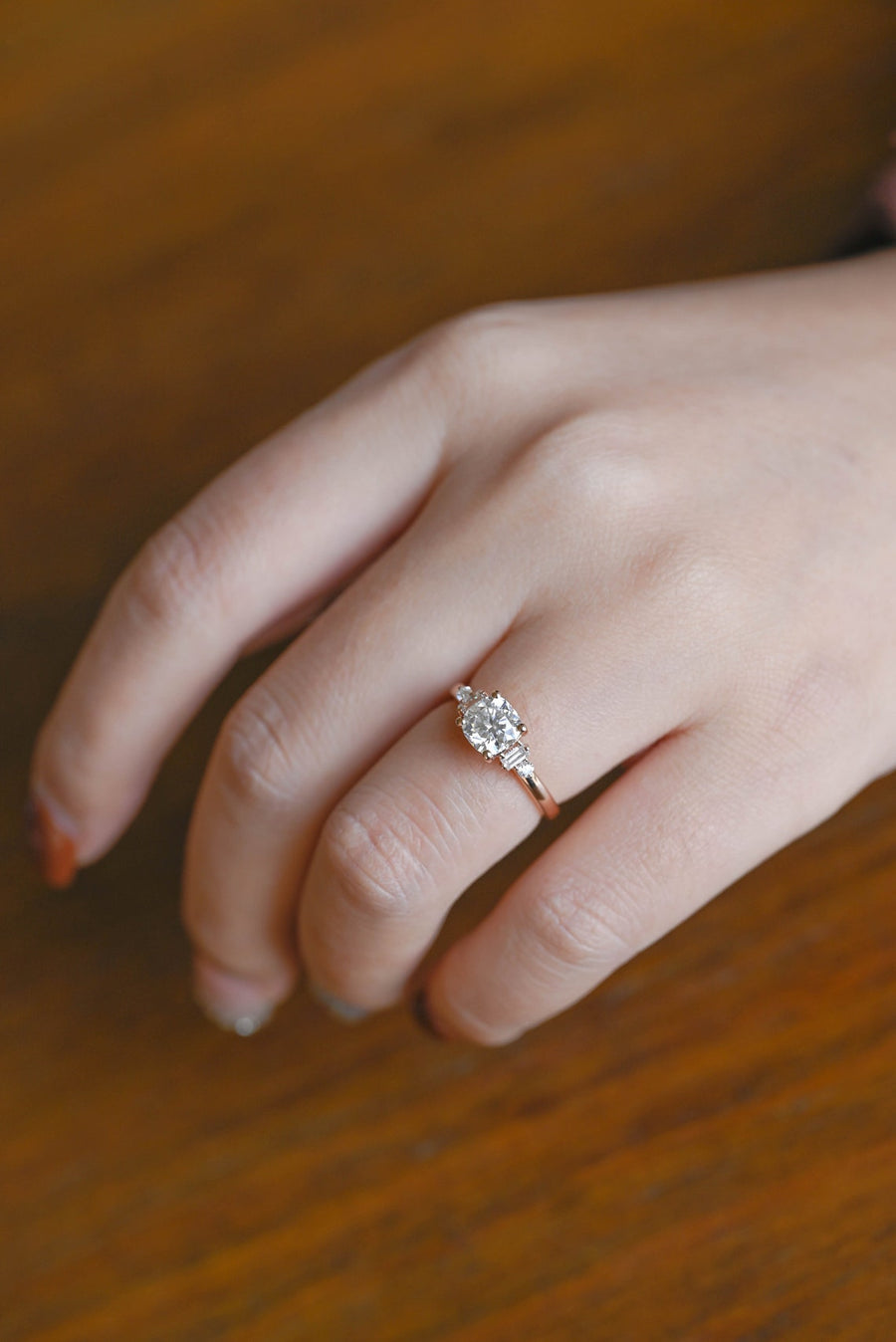 1.0 CT Cushion Cut Five Stone style Moissanite Engagement Ring