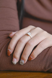 1.0 CT Princess Cut pave style Moissanite Engagement Ring