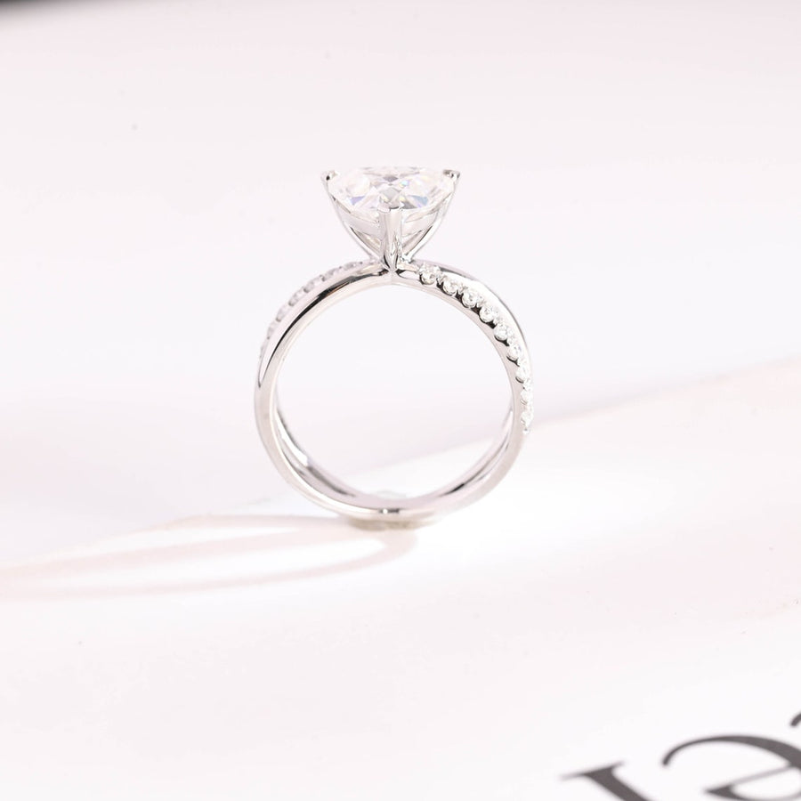 3.0 CT Trillion Cut Split Shank style Moissanite Engagement Ring