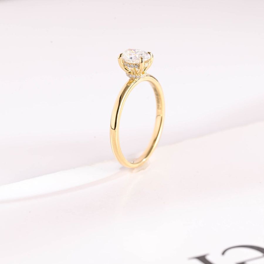 3.4 CT Oval Cut Hidden Halo Moissanite Engagement Ring