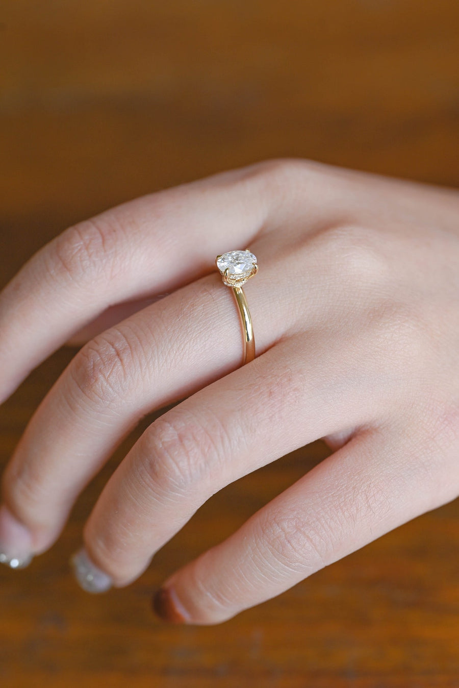 3.4 CT Oval Cut Hidden Halo Moissanite Engagement Ring