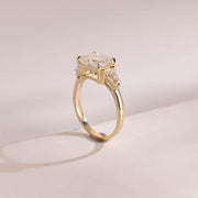 3.0 CT Emerald Cut three stone style Moissanite Engagement Ring