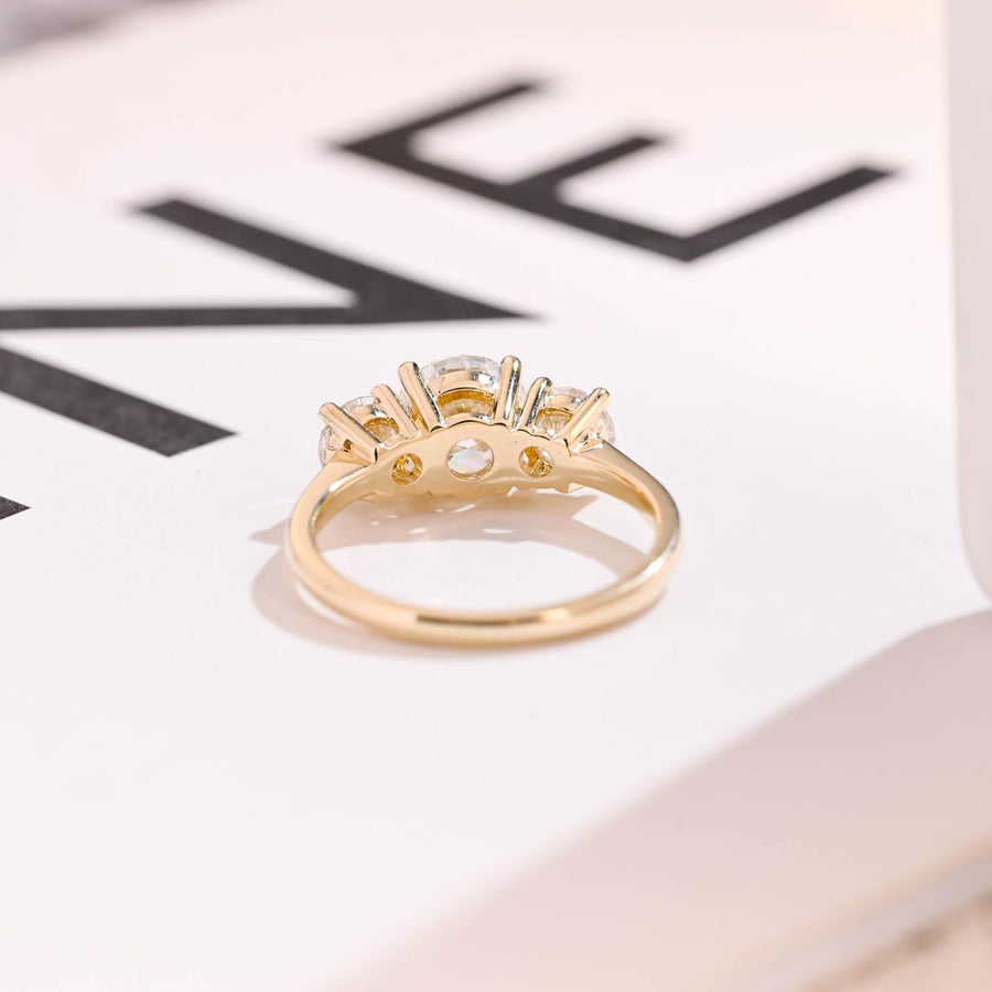1.0 CT Round Cut three stone Moissanite Engagement Ring