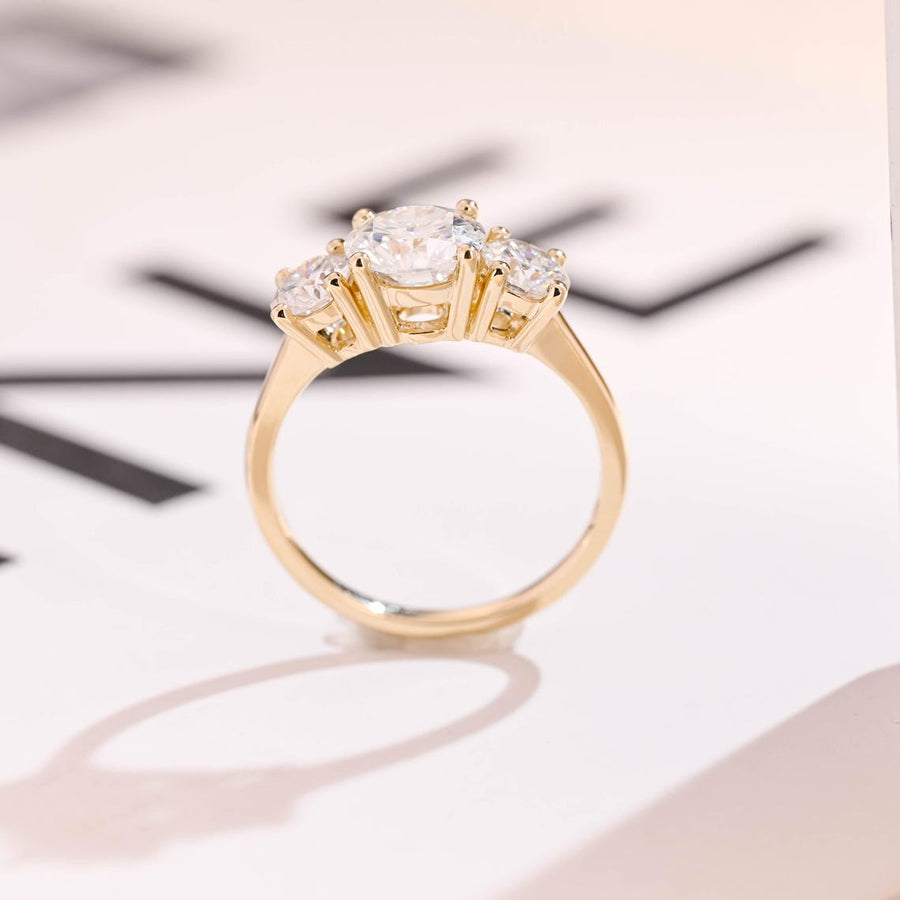 1.0 CT Round Cut three stone Moissanite Engagement Ring