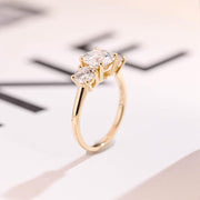 1.0 CT Round Cut three stone Moissanite Engagement Ring