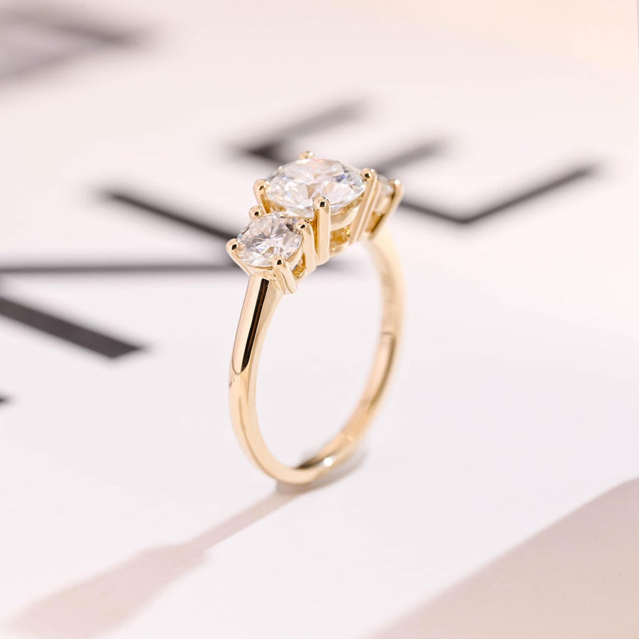 1.0 CT Round Cut three stone Moissanite Engagement Ring