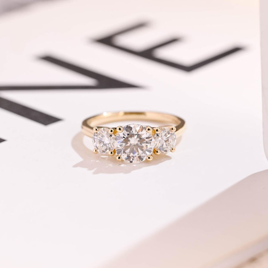 1.0 CT Round Cut three stone Moissanite Engagement Ring