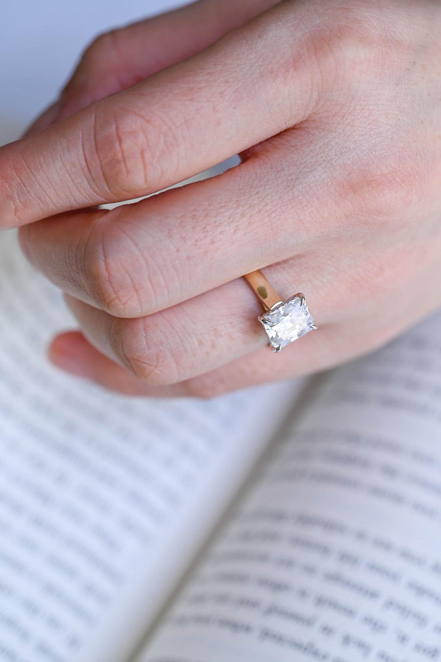 3.8 CT Radiant Cut Hidden Halo Moissanite Engagement Ring