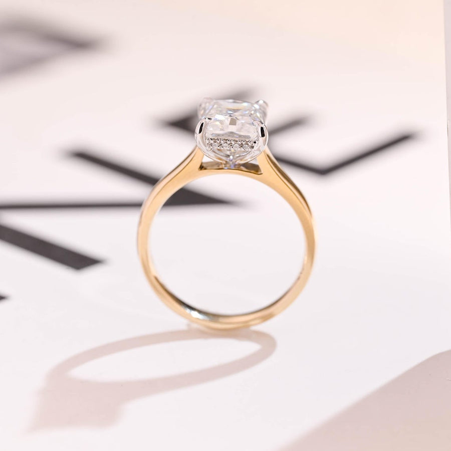 3.8 CT Radiant Cut Hidden Halo Moissanite Engagement Ring