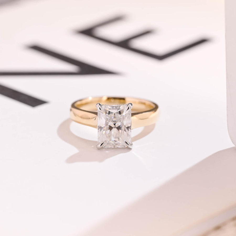 3.8 CT Radiant Cut Hidden Halo Moissanite Engagement Ring