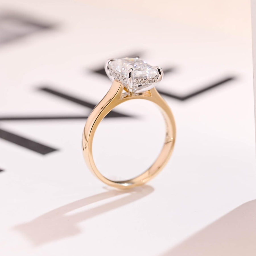 3.8 CT Radiant Cut Hidden Halo Moissanite Engagement Ring