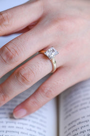 3.8 CT Radiant Cut Hidden Halo Moissanite Engagement Ring