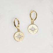 Round Star Earrings Gold Hoop Earrings