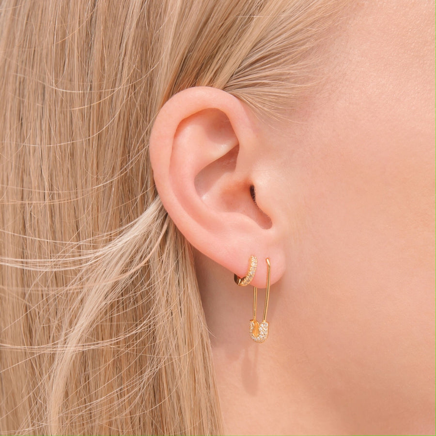0.30 TCW Round Safety Pin Earrings