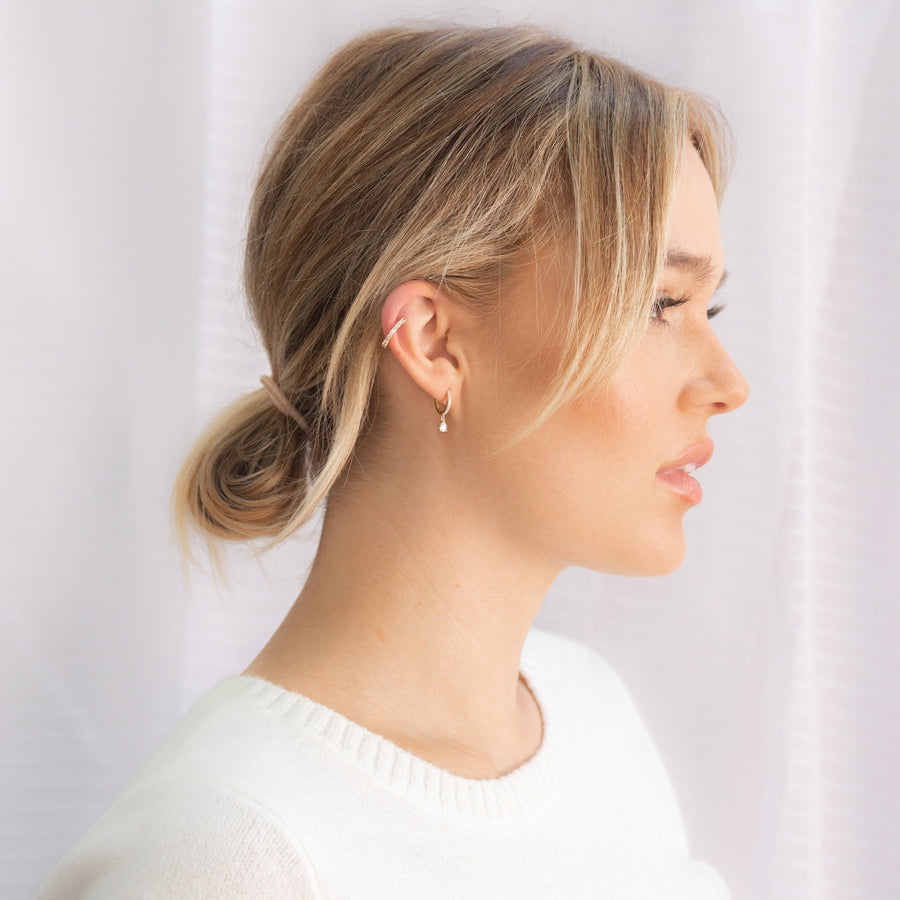 0.25 TCW Round Hoop Dangle Earrings