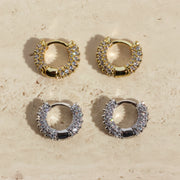 0.40 TCW Round Pave Hoop Earrings