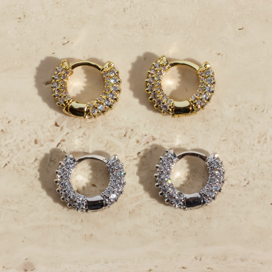 0.40 TCW Round Pave Hoop Earrings