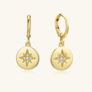 Round Star Earrings Gold Hoop Earrings
