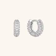 0.40 TCW Round Pave Hoop Earrings