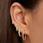 0.80 TCW  Baguette Gold Hoops Diamond Earrings