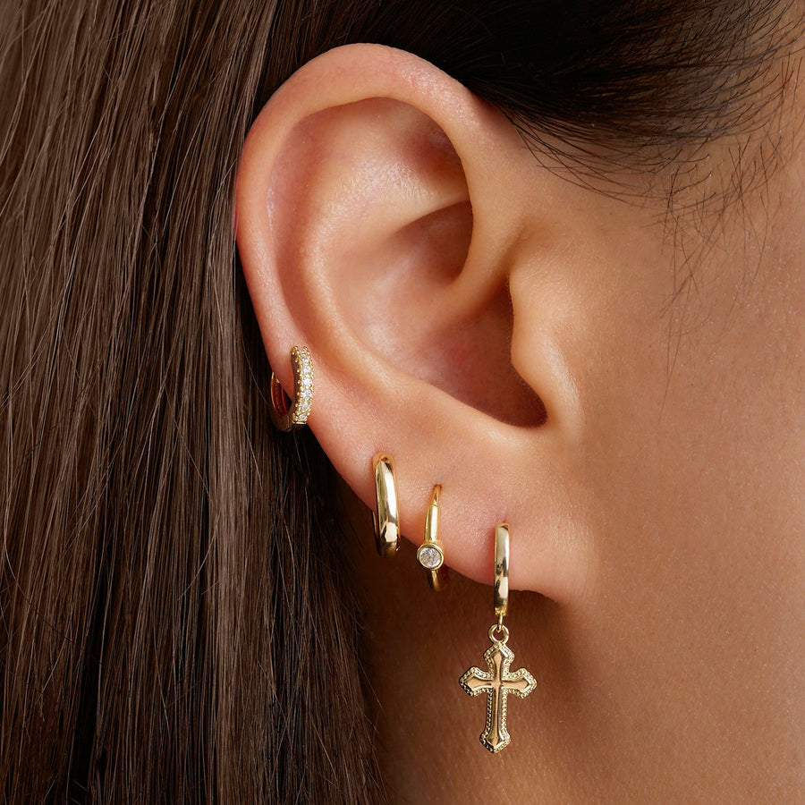 Women Cross Hoops Gold Earrings