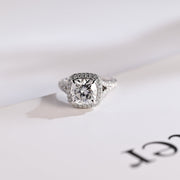 3.0 CT Cushion Cut Split Shank Moissanite Engagement Ring