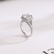 3.0 CT Cushion Cut Split Shank Moissanite Engagement Ring