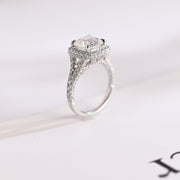 3.0 CT Cushion Cut Split Shank Moissanite Engagement Ring