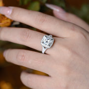 3.0 CT Cushion Cut Split Shank Moissanite Engagement Ring
