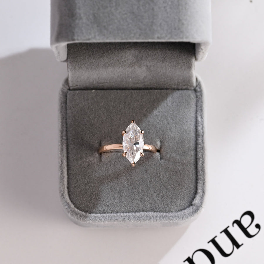 3.0 CT Marquise Cut Hidden halo Moissanite Engagement Ring