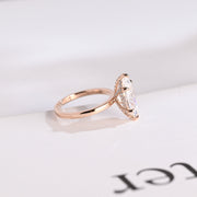 3.0 CT Marquise Cut Hidden halo Moissanite Engagement Ring