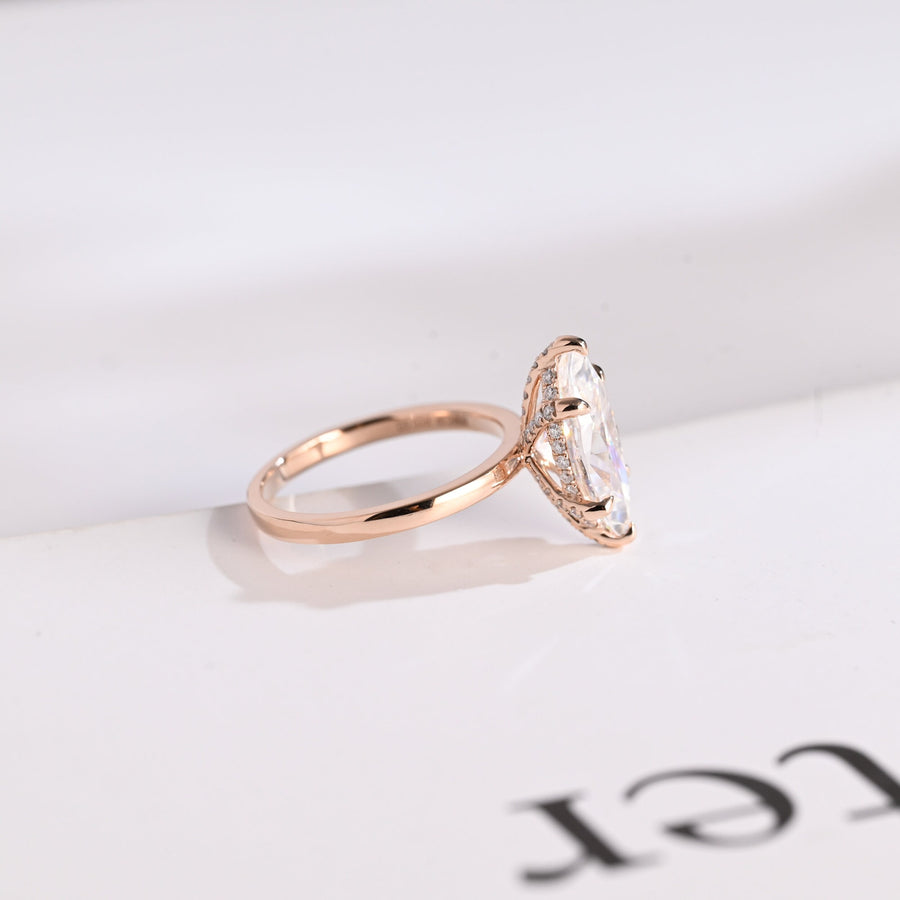 3.0 CT Marquise Cut Hidden halo Moissanite Engagement Ring